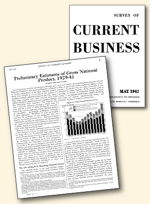 Cover and pages from the May 1942 Survey of Current Business