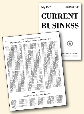 Cover and pages from the July 1947 Survey of Current Business