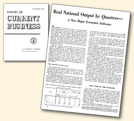 Cover and pages from the December 1958 Survey of Current Business