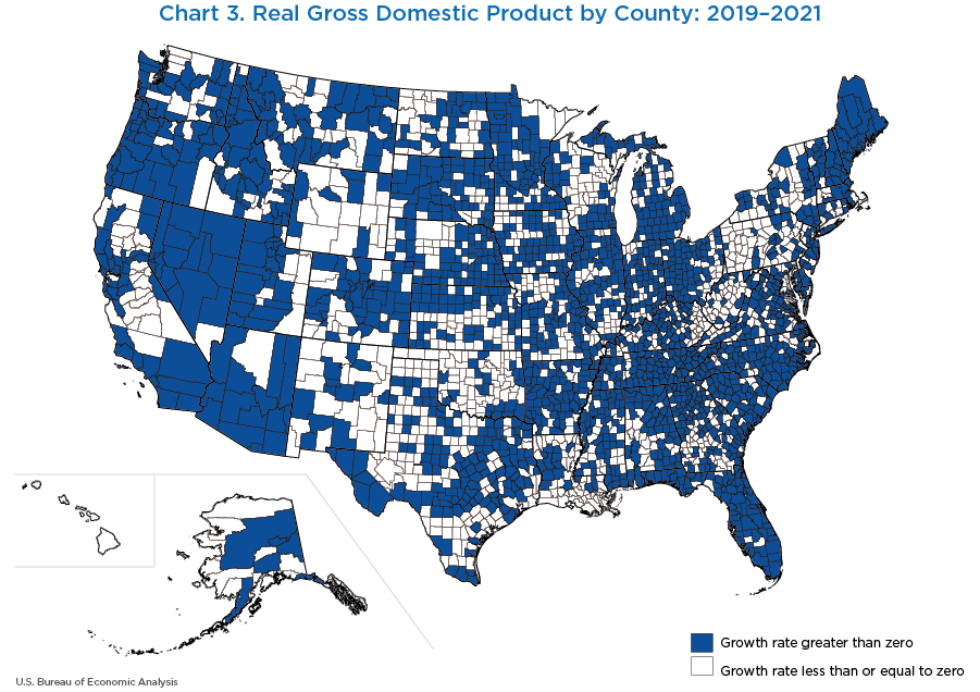 Chart 3. Real Gross Domestic Product by County: 2019–2021
